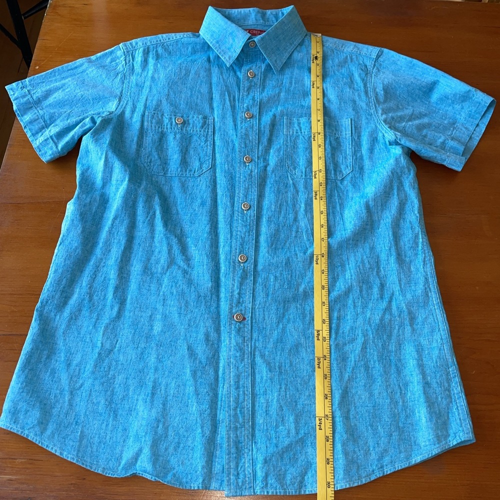 Cremieux Men's Button Down Collar Shirt Short Sleeve Cotton/Linen Large Slim Fit - Picture 9 of 13